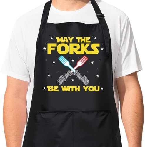 May The Forks Be with You Apron, Space Themed Grilling Aprons by 365RUSTIC