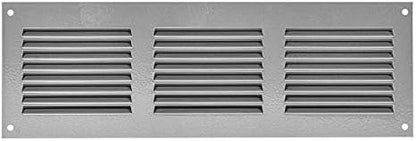 Repa Market 12x4 Inch Air Vent Cover/Gray Galvanized Steel Louvered Grill Cover with Mesh Screen/Wall or Ceiling Vent/Durable Flush Mount HVAC Register for Indoor and Outdoor Ventilation