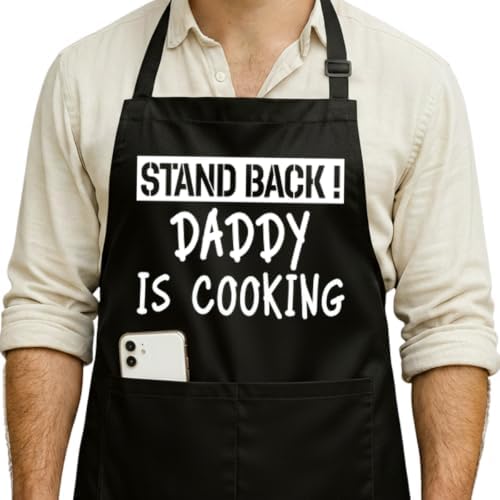 Funny Black Grill Apron with Pockets by NIORAYNA