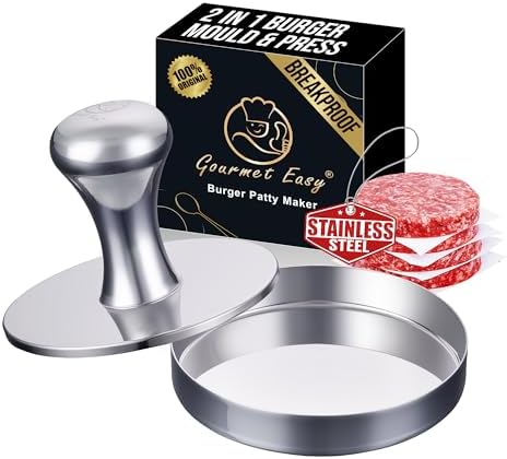 Gourmet Easy Hamburger Press Patty Maker & Smash Burger Press, 2-in-1 Combo by GourmetEasy