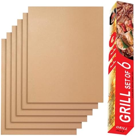 Set of 6 Copper Grill Mats for Outdoor BBQ Grill by Renook
