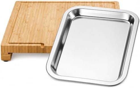 Bamboo Cutting Board with Hidden Tray, Grill Prep Board with Tray by Unknown