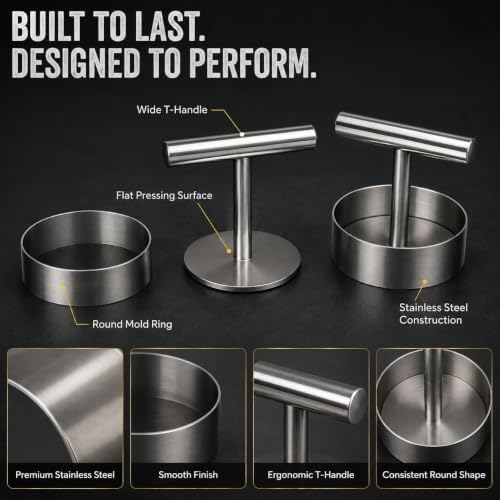 Manual Burger Patty Press, Stainless Steel Burger Patty Maker, Hamburger Press - Image 6