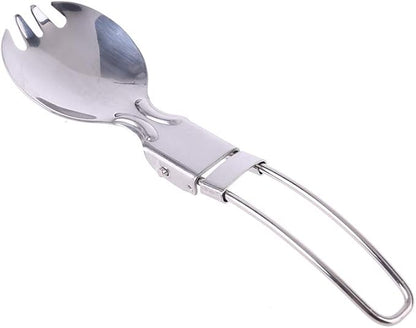 Spork Fork Spoon,Foldable Spork Fork Spoon Stainless Steel Hiking Camping Cook
