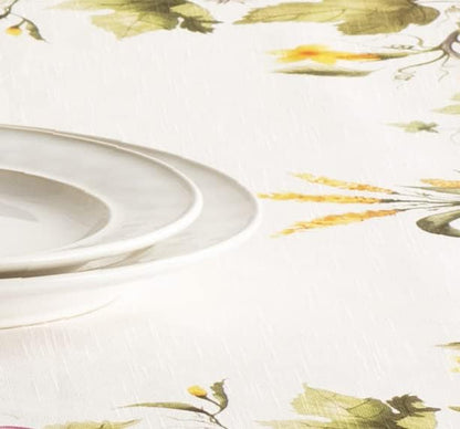 Maison d' Hermine Table Cloth Rectangle Table 100% Cotton 70 x 90 Inches Fall Tablecloth Reusable Everyday Use for Thanksgiving Christmas Decorations Dining Farmhouse (Pumpkin Garden - Cloudy Cream)