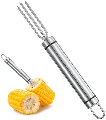 4 Pack Stainless Steel Corn on The Cob Holders, Reusable Metal Corn Skewer Forks by Unknown