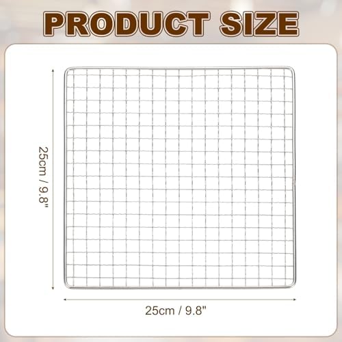 uxcell Cooling Racks, 9.8" x 9.8" Stainless Steel Barbecue BBQ Grill Net Mesh - Image 2