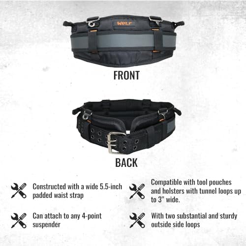 WOLF WTH2110 Heavy-Duty Ballistic Padded Tool Work Belt | Compatible w/Pouches - Image 5