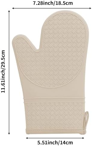Silicone Oven Mitts, Heat Resistant 500F Kitchen Mitts 2PCS, 11.6" BPA-Free - Image 2