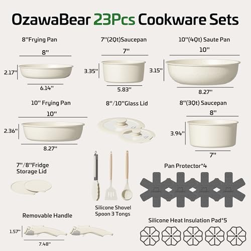 23 Pcs Pots and Pans Set Non Stick, Detachable Handle Cookware - Image 2