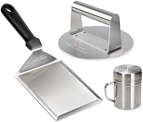 HULISEN Smashed Burger Kit, Stainless Steel Burger Press & Grill Spatula by HULISEN