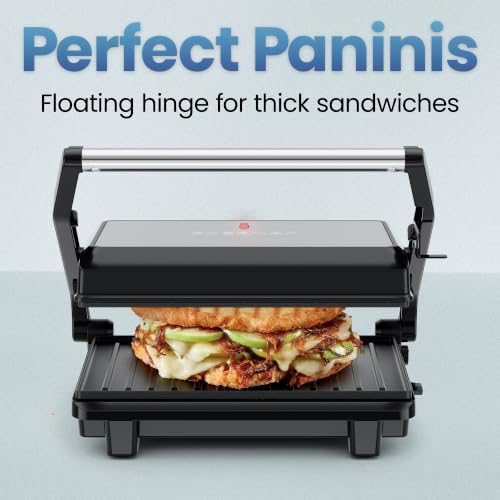 Chefman Panini Press, Indoor Grill and Gourmet Sandwich Maker, Nonstick Plates - Image 4