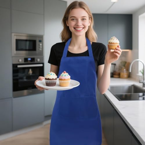 Fengek 8 Pcs Bib Apron for Unisex Colorful Kitchen Apron Bulk - Image 7