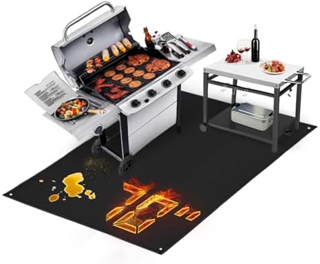 TOHONFOO Large Grill Mats for Outdoor Grill Deck Protector 70 x 48 x 0.02in by TOHONFOO