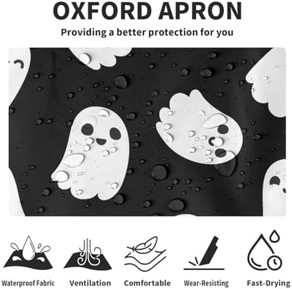 Halloween Aprons for Women Ghost Black Adjustable Apron - Image 5