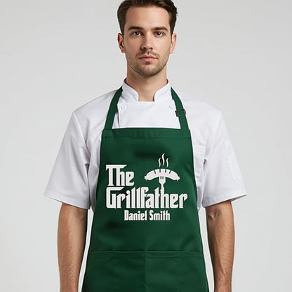 Custom Grill Master Aprons for Men, Mens Grilling Gifts for Fathers Day - Image 5