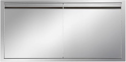 Outdoor Kitchen Door 42" W x 21" H inch Stainless Steel BBQ Double Door Flush Mount for Outdoor Kitchen Island（Double Wall Door Panel ）