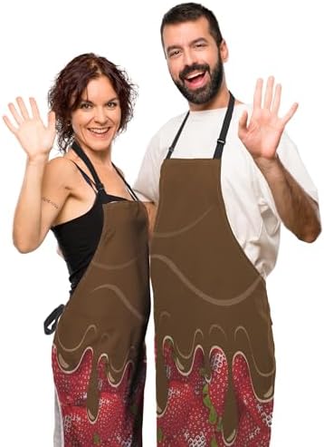 Kitchen Apron for Men Strawberry and Chocolate Pinafore Aprons for Women for - Image 5