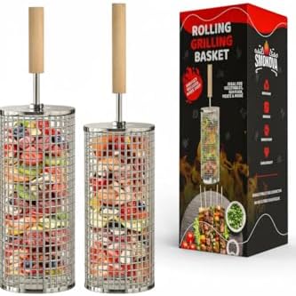 Veggie Grill Basket 2 Rolling Stainless Steel Cages by Smokova