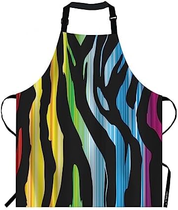 EKOBLA Zebra Aprons Colorful Animal Pattern Abstract Art Curve Drawing Stripes by EKOBLA