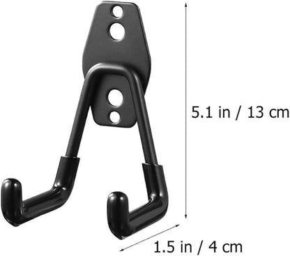Heavy Duty Metal Wall Hooks 2Pcs Black Utility Garage Storage Hangers for Tool and Garden Organization