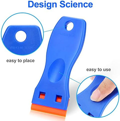 4 Pcs Plastic Razor Blade Scraper and 100 Pcs Blades, Remove Label Decal Tool， - Image 3