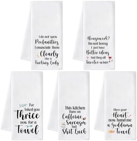 R HORSE 5 Pack Funny Adult Sarcasm Kitchen Dish Towels by RHORSE
