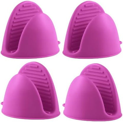 2 Pairs All Magenta Mini Silicone Oven Gloves, Mini Finger Protector Pot Holder by vvmotes