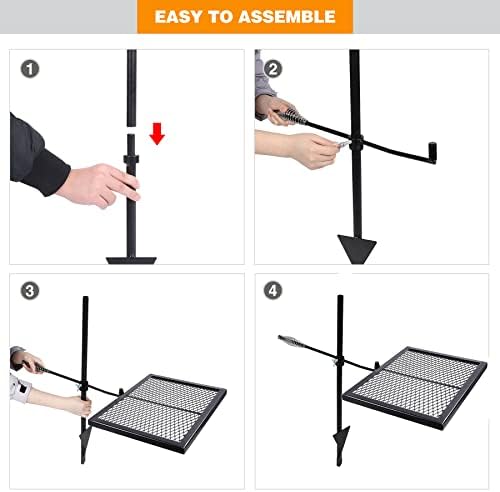 REDCAMP Swivel Campfire Grill Heavy Duty Steel Grate, Over Fire Camp Grill - Image 6