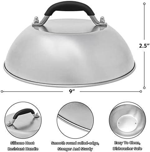 HULISEN 9" Cheese Melting Dome & 6.2" Smashed Burger Press Kit - Image 2