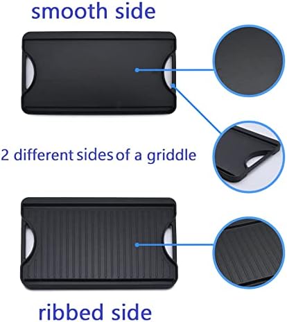 GasSaf Reversible Cast Iron Griddle, 18.5 x 10 Inch Double Sided Cooking Surface - Image 3