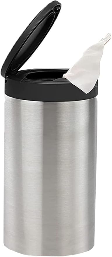 Spectrum Disinfecting Wipes Container Satin Nickel Refillable Stainless Steel Wipe Holder for Bathroom Kitchen School Classroom, Reuseable Push Button Wet Wipe Dispenser for Cleaning Countertop