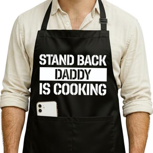 Funny Black Grill Apron with Pockets by NIORAYNA