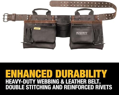 DEWALT Leather Tool Belt, 11 Pocket Professional Belt - Image 3