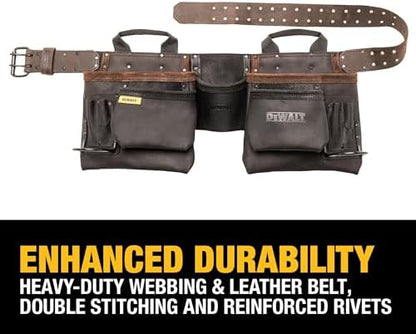 DEWALT Leather Tool Belt, 11 Pocket Professional Belt - Image 3