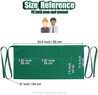 TOSHE Waist Apron 3 Pockets Waterdrop Resistant Cotton Server - Image 4