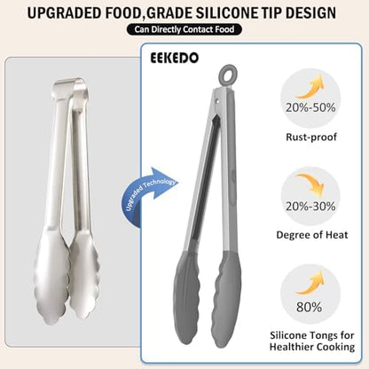 Kitchen Tongs with Silicone Tips, Tongs - Image 3