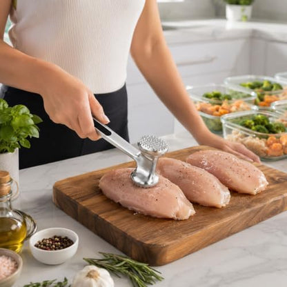 Restaurantware Met Lux Meat Tenderizer, 1 Double-Sided Meat Mallet - Image 5