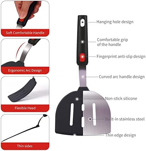 Silicone Spatula Turner Set Large And Thin Flipper Spatulas Heat Resistant 600 - Image 5