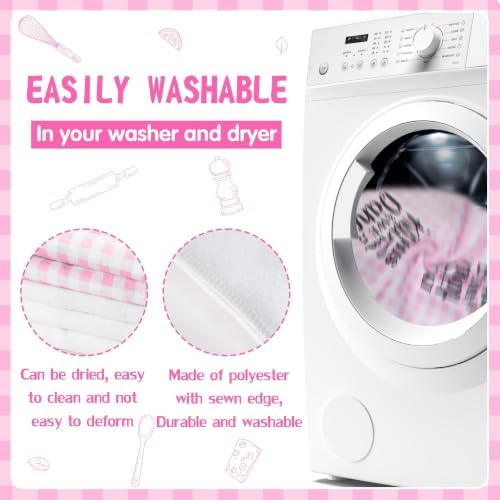 R HORSE 5 Pack Funny Pink Check Kitchen Dish Towels - Image 4