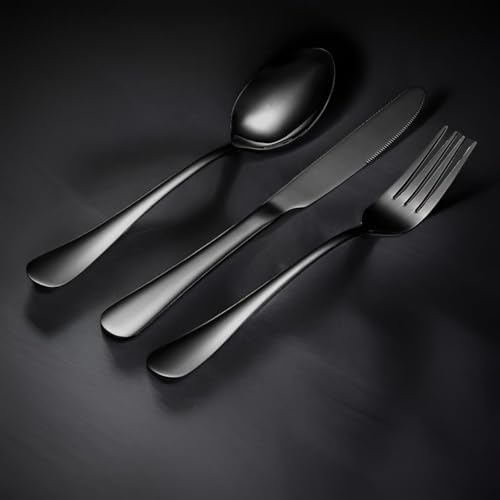 20 Pcs Black Silverware Set, Stainless Steel Flatware Set - Image 4