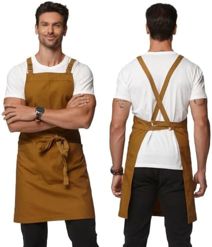 Cross Back Apron for Men Chef Pockets 4251JX by Guolamy