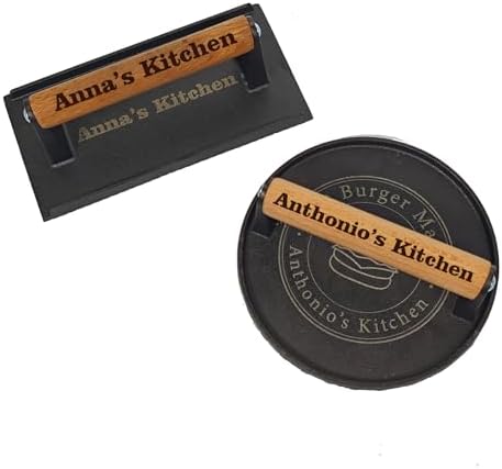 Personalized Cast Iron Burger Press Custom Engraved BBQ Tools Heat-Resistant by Boardiology