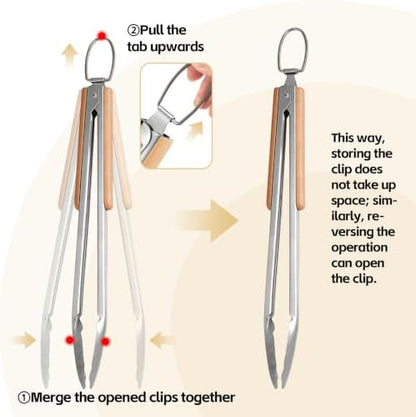 14 Inch Stainless Steel Grill Tongs - Image 4