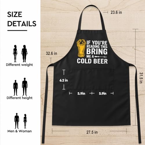 Funny Black Grill Apron with Pockets - Image 2