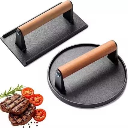 Burger Press, Cast Iron Grill Press Burger Smasher by YYJINGYOU