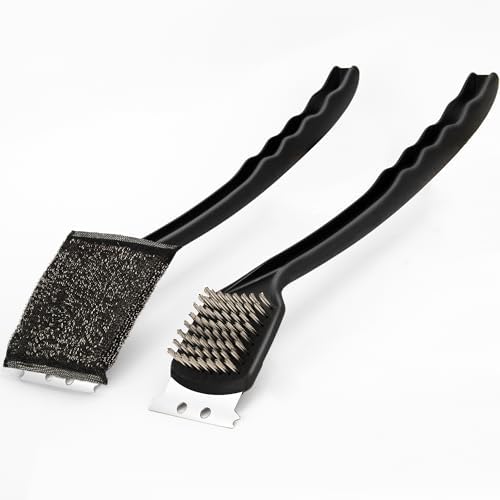 Grill Brush with Scraper Set 2 PCS Stainless Steel Wire Brush with Spatula and by Unknown