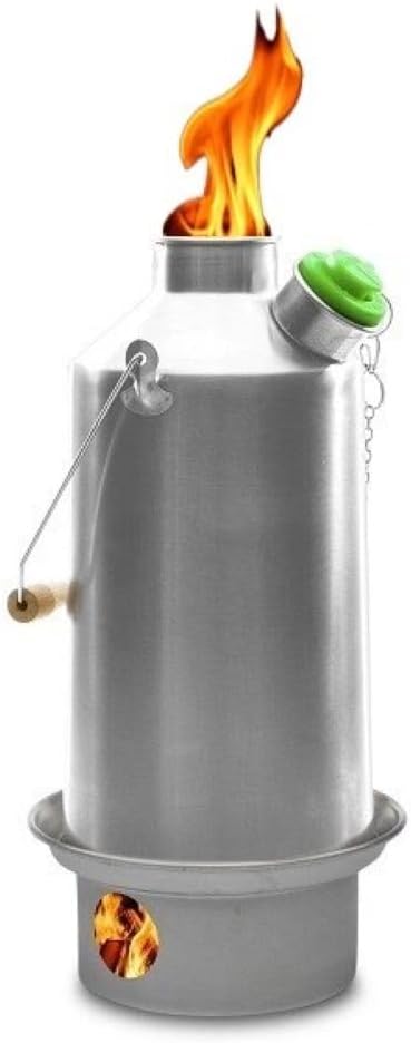 'Base Camp' Kelly Kettle® 54fl.oz. | Stainless Steel | Whistles When Boiled | Kettle & Camp Stove in one | Ultra-fast | Wood Fuelled | NO Batteries/Gas | Camping, Fishing, Scouts, Picnics, Emergencies