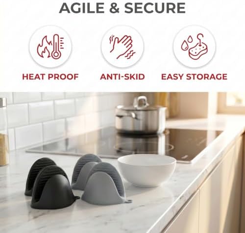 Silicone Kitchen Oven Mitts Set, Mini Finger Protector Cooking Pinch Grips Pot - Image 6