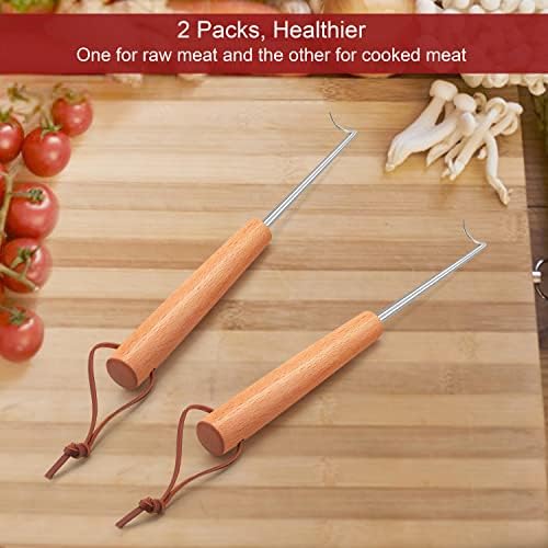 Leonyo Stainless Steel Pigtail Food Meat Hook Flippers, 2 Pack - Image 4